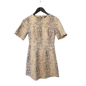 Nordstrom Metallic Gold Gray Snake Skin 3/4 Sleeve Mini Dress